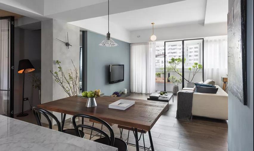 93㎡現代簡約風格室內裝修效果圖，陽臺落地窗太美了吧！