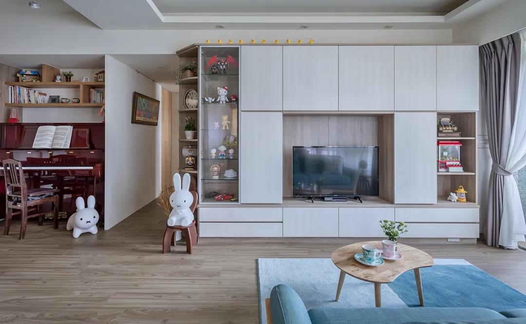 100㎡簡約北歐風格新房裝修案例，湖藍色清新美宅！